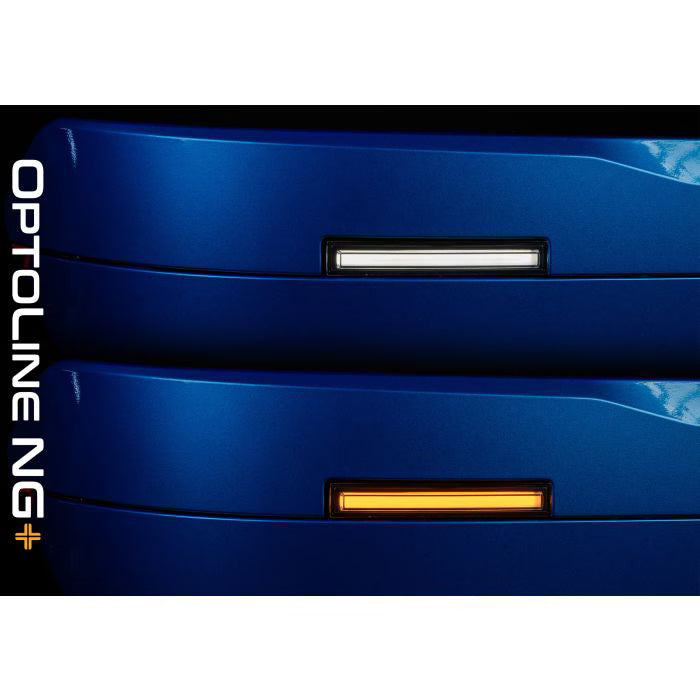 LEDSON Optoline NG+ med hvidt og gult lys på blå baggrund