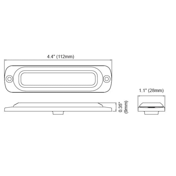 Måltegning af JULUEN ST6 Smoked miniblitzlys viser højde, bredde og dybde.